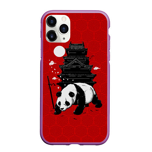 Чехол iPhone 11 Pro матовый Panda Warrior / 3D-Фиолетовый – фото 1