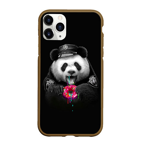 Чехол iPhone 11 Pro матовый Donut Panda / 3D-Коричневый – фото 1