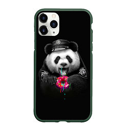 Чехол iPhone 11 Pro матовый Donut Panda, цвет: 3D-темно-зеленый
