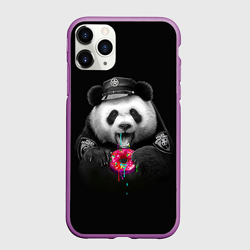 Чехол iPhone 11 Pro матовый Donut Panda / 3D-Фиолетовый – фото 1