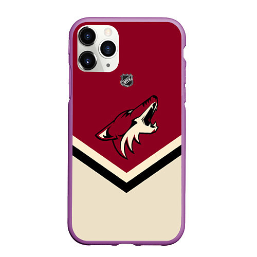 Чехол iPhone 11 Pro матовый NHL: Arizona Coyotes / 3D-Фиолетовый – фото 1