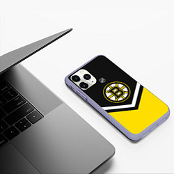 Чехол iPhone 11 Pro матовый NHL: Boston Bruins, цвет: 3D-светло-сиреневый — фото 2