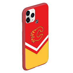 Чехол iPhone 11 Pro матовый NHL: Calgary Flames, цвет: 3D-красный — фото 2
