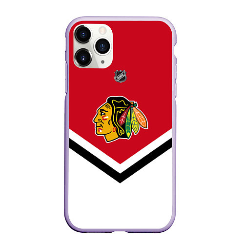 Чехол iPhone 11 Pro матовый NHL: Chicago Blackhawks / 3D-Светло-сиреневый – фото 1