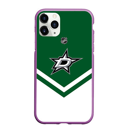 Чехол iPhone 11 Pro матовый NHL: Dallas Stars / 3D-Фиолетовый – фото 1