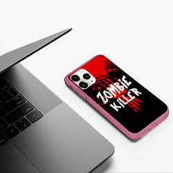 Чехол iPhone 11 Pro матовый Zombie Killer, цвет: 3D-малиновый — фото 2