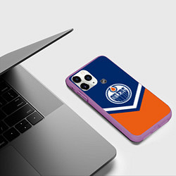 Чехол iPhone 11 Pro матовый NHL: Edmonton Oilers, цвет: 3D-фиолетовый — фото 2
