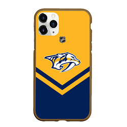 Чехол iPhone 11 Pro матовый NHL: Nashville Predators, цвет: 3D-коричневый