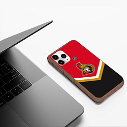 Чехол iPhone 11 Pro матовый NHL: Ottawa Senators, цвет: 3D-коричневый — фото 2