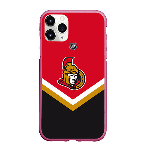 Чехол iPhone 11 Pro матовый NHL: Ottawa Senators / 3D-Малиновый – фото 1