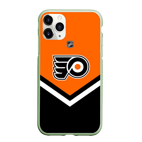 Чехол iPhone 11 Pro матовый NHL: Philadelphia Flyers / 3D-Салатовый – фото 1