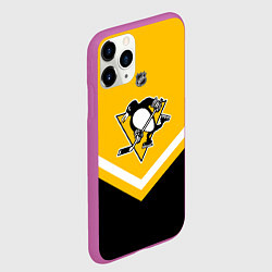 Чехол iPhone 11 Pro матовый NHL: Pittsburgh Penguins, цвет: 3D-фиолетовый — фото 2