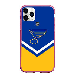 Чехол iPhone 11 Pro матовый NHL: St. Louis Blues, цвет: 3D-малиновый