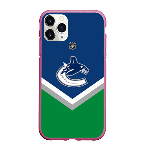 Чехол iPhone 11 Pro матовый NHL: Vancouver Canucks / 3D-Малиновый – фото 1