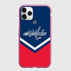 Чехол iPhone 11 Pro матовый NHL: Washington Capitals, цвет: 3D-малиновый