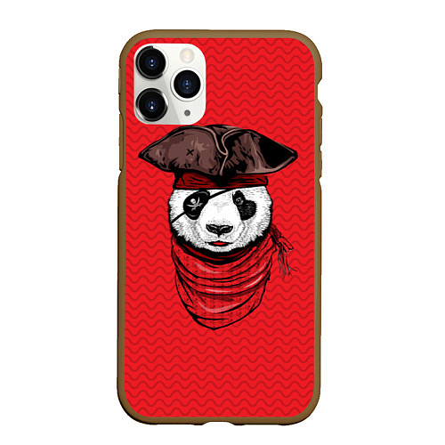 Чехол iPhone 11 Pro матовый Панда пират / 3D-Коричневый – фото 1