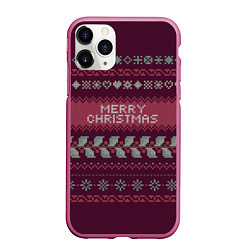 Чехол iPhone 11 Pro матовый Merry Christmas, цвет: 3D-малиновый