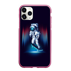Чехол iPhone 11 Pro матовый Космический скейтбордист, цвет: 3D-малиновый