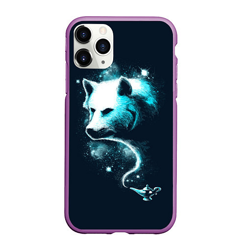 Чехол iPhone 11 Pro матовый Галактический волк / 3D-Фиолетовый – фото 1
