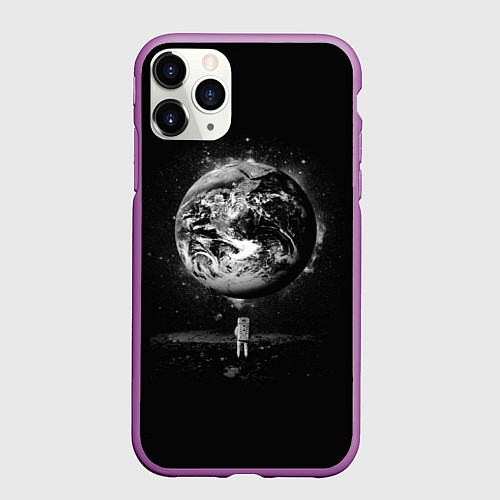 Чехол iPhone 11 Pro матовый Взгляд на землю / 3D-Фиолетовый – фото 1