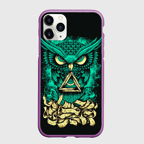 Чехол iPhone 11 Pro матовый Bring Me The Horizon: Owl / 3D-Фиолетовый – фото 1