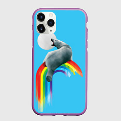 Чехол iPhone 11 Pro матовый Полярный мишка, цвет: 3D-фиолетовый