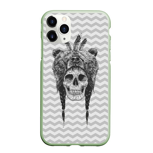 Чехол iPhone 11 Pro матовый Мертвый шаман / 3D-Салатовый – фото 1