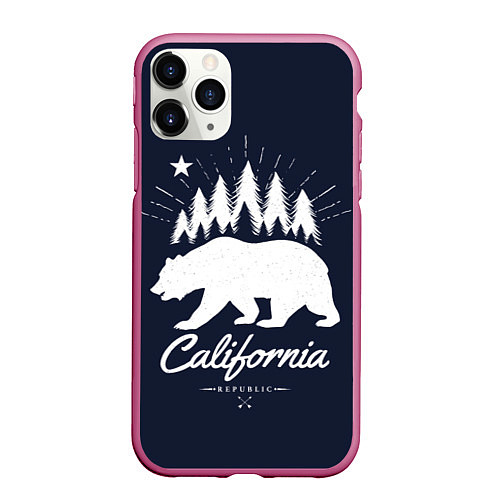 Чехол iPhone 11 Pro матовый California Republic / 3D-Малиновый – фото 1