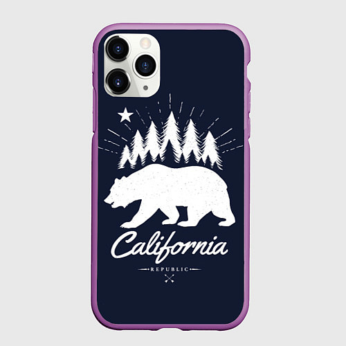 Чехол iPhone 11 Pro матовый California Republic / 3D-Фиолетовый – фото 1