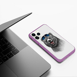 Чехол iPhone 11 Pro матовый Счастливый медведь, цвет: 3D-фиолетовый — фото 2