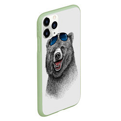 Чехол iPhone 11 Pro матовый Счастливый медведь, цвет: 3D-салатовый — фото 2
