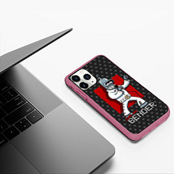 Чехол iPhone 11 Pro матовый Bender Presley, цвет: 3D-малиновый — фото 2