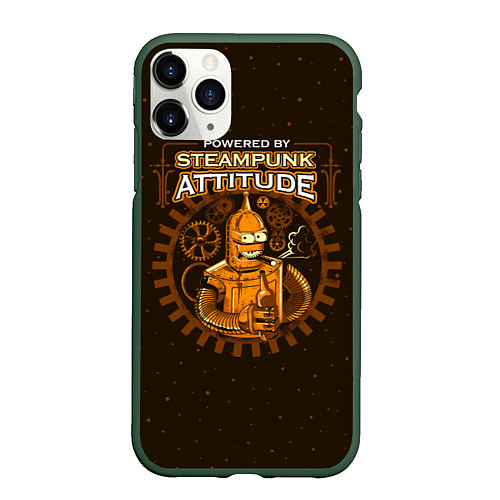 Чехол iPhone 11 Pro матовый Steampunk Attitude / 3D-Темно-зеленый – фото 1