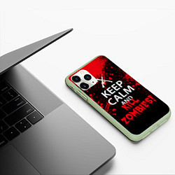 Чехол iPhone 11 Pro матовый Keep Calm & Kill Zombies, цвет: 3D-салатовый — фото 2