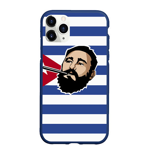 Чехол iPhone 11 Pro матовый Fidel Castro / 3D-Тёмно-синий – фото 1