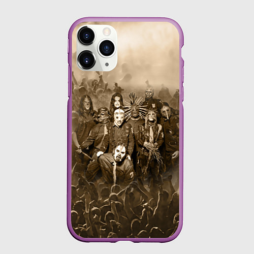 Чехол iPhone 11 Pro матовый Slipknot Sepia / 3D-Фиолетовый – фото 1