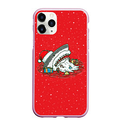 Чехол iPhone 11 Pro матовый Акула Дед Мороз