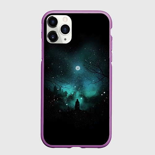 Чехол iPhone 11 Pro матовый Взгляд на звезды / 3D-Фиолетовый – фото 1