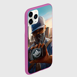 Чехол iPhone 11 Pro матовый Watch Dogs 2, цвет: 3D-фиолетовый — фото 2