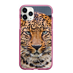 Чехол iPhone 11 Pro матовый Грустный леопард, цвет: 3D-малиновый