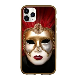Чехол iPhone 11 Pro матовый Венецианская маска, цвет: 3D-коричневый