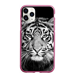 Чехол iPhone 11 Pro матовый Мордочка тигра, цвет: 3D-малиновый