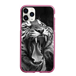Чехол iPhone 11 Pro матовый Гнев тигра, цвет: 3D-малиновый