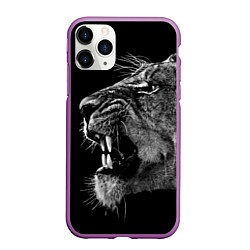 Чехол iPhone 11 Pro матовый Рык львицы, цвет: 3D-фиолетовый