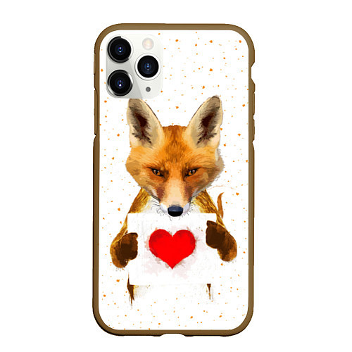 Чехол iPhone 11 Pro матовый Влюбленная лиса / 3D-Коричневый – фото 1