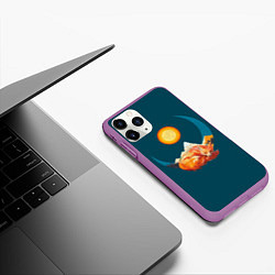 Чехол iPhone 11 Pro матовый Лиса под солнцем, цвет: 3D-фиолетовый — фото 2