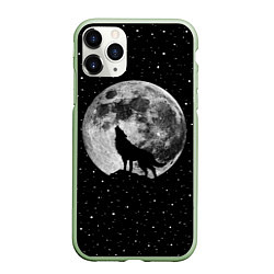 Чехол iPhone 11 Pro матовый Лунный волк, цвет: 3D-салатовый