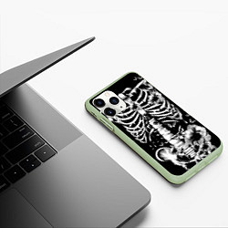 Чехол iPhone 11 Pro матовый Floral Skeleton, цвет: 3D-салатовый — фото 2
