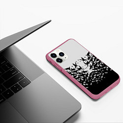 Чехол iPhone 11 Pro матовый Птичий вихрь, цвет: 3D-малиновый — фото 2
