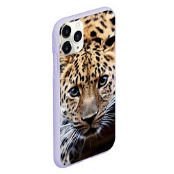 Чехол iPhone 11 Pro матовый Дикая кошка, цвет: 3D-светло-сиреневый — фото 2
